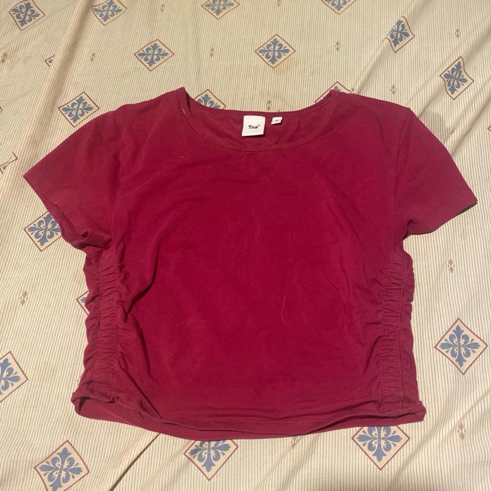 TNA Deep Red Ruched Side Top